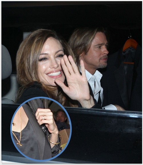 Angelina Jolie & Brad Pitt Secretly Married In Turks and Caicos!  Is This Her Wedding Band (Photo)