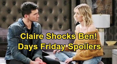 Days of Our Lives Spoilers: Friday, September 25 – Claire Shocking News for Ben - Sami Leaves for Italy, Final Nicole Showdown
