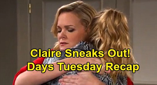 Days of Our Lives Spoilers: Tuesday, July 21 Recap - Claire Sneaks Out - Huge Bomb In Church - Clyde's Mystery Wedding Gift