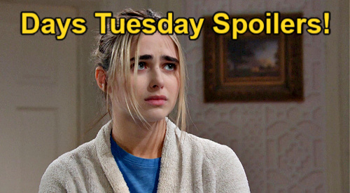 Days of Our Lives Spoilers: Tuesday, March 12 – Brady’s Coma Questions – EJ & Nicole Blast Tate – Holly’s Tight Spot