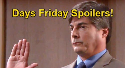 Days of Our Lives Spoilers: Friday, January 14 – Chloe’s Mom Shows Up – Johnny Chokes Chad in Court – Lucas Returns to Sink EJ