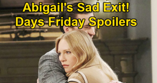 Days of Our Lives Spoilers: Friday, May 21 – Abigail Exits, Emotional Chad Farewell – Loyal Ben Pumps Brakes on Claire Kiss