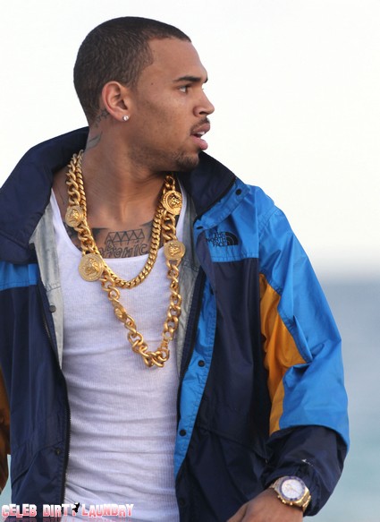 Chris Brown Showed Off His Bling-Bling at the Beach in Miami (Photos)