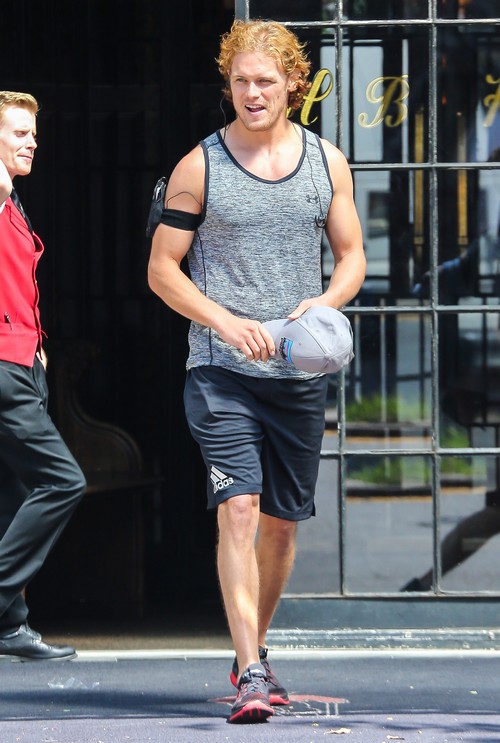 Sam Heughan Leaves The Gym In New York City