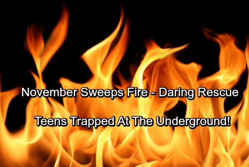The Young and the Restless Spoilers: November Sweeps Fire – Mattie, Charlie and Reed Trapped – Nick, Billy and Cane Daring Rescue
