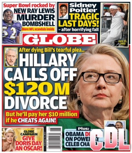 GLOBE: Hillary Clinton Calls Off Divorce After Bill Clinton's Tearful Pleading (Photo)