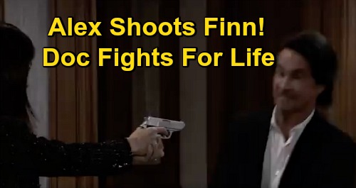 General Hospital Spoilers: Alex Shoots Finn, Bloody Outcome to Gun Showdown – Doc Rushed to Hospital, Fights to Survive?