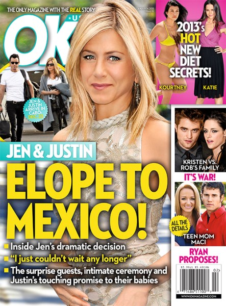 Jennifer AnistoJennifer Aniston and Justin Theroux Elope To Mexico For A Secret Wedding - Reportn and Justin Theroux Elope To Mexico