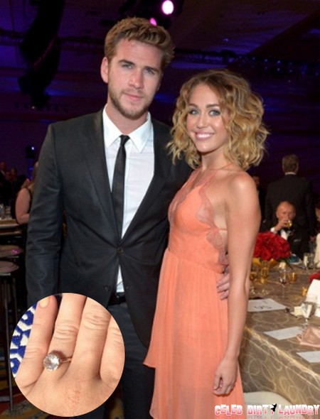 Miley Cyrus Appears With Liam Hemsworth Wearing  Engagement Ring