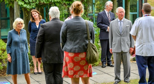 Prince Charles & Camilla Parker-Bowles Visit With Hospital Workers - First Public Appearance Since Lockdown