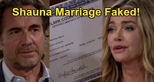 The Bold and the Beautiful Spoilers: Shauna's Marriage Lie and Fake Proof - Scammer Plots to Steal Ridge from Brooke?