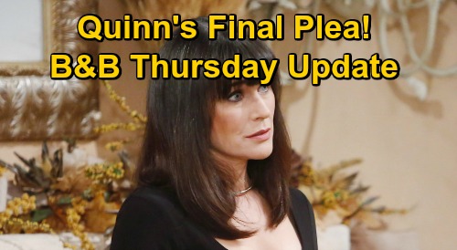 The Bold and the Beautiful Spoilers Update: Thursday, November 19 – Liam & Hope Face Off Over Thomas – Eric Hears Quinn’s Plea