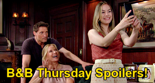 The Bold and the Beautiful Spoilers: Thursday, August 4 – Brooke Panics Over Hope’s Pic – Ridge & Taylor’s Secret Kiss Cover-Up