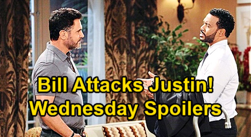 The Bold and the Beautiful Spoilers: Wednesday, July 14 – Bill Attacks Justin – Thomas Reveals Takeover Betrayal