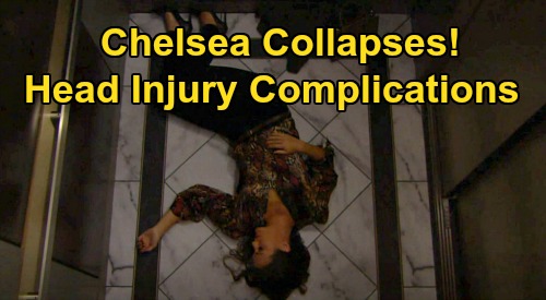 The Young and the Restless Spoilers: Chelsea Collapses, Head Injury Complications – Scary Hospital Crisis Pulls Adam Back?