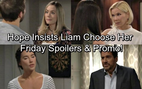 The Bold and the Beautiful Spoilers: Friday, April 20 – Hope Insists Liam Choose Her Over Steffy - Ridge Takes Heat