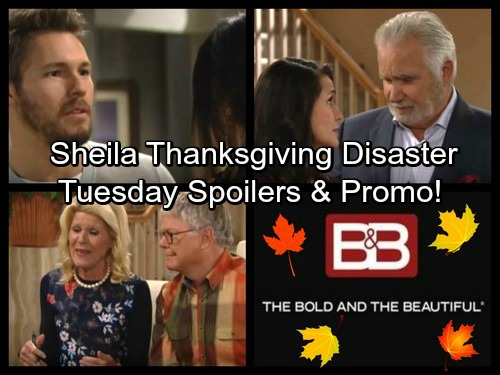 The Bold and the Beautiful Spoilers: Tuesday, November 21 - Sheila’s Thanksgiving Disaster – Liam Apologizes, Bill Feels Guilty