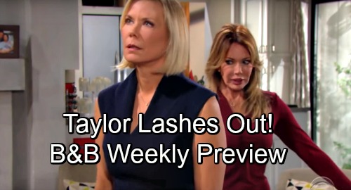 The Bold and the Beautiful Spoilers: B&B Weekly Promo Preview – Taylor Panics, Lashes Out Over Brooke’s Fierce Threat