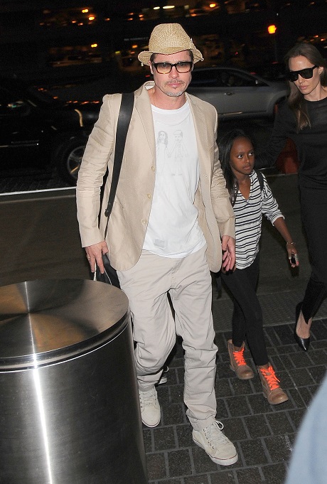 Brad Pitt and Angelina Jolie Wedding Message: Brad Wears Bride and Groom Shirt At LAX - Marry Angelina Jolie Soon? 