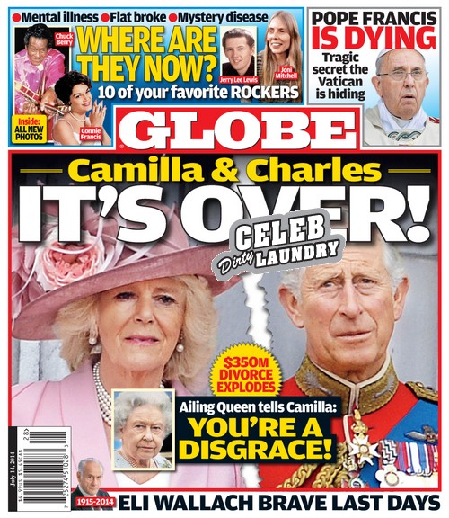 GLOBE: Camilla Parker-Bowles and Prince Charles $350 Million Divorce - Queen Elizabeth Calls Camilla "A Disgrace" (PHOTO)