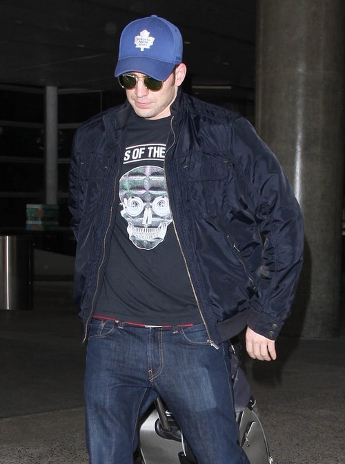 Chris Evans Arriving On A Flight At LAX