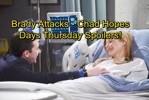 Days of Our Lives Spoilers: Thursday, August 3 - Brady Grills Nicole – Tripp Won't Give Up – Chad Hope for Abigail’s Recovery