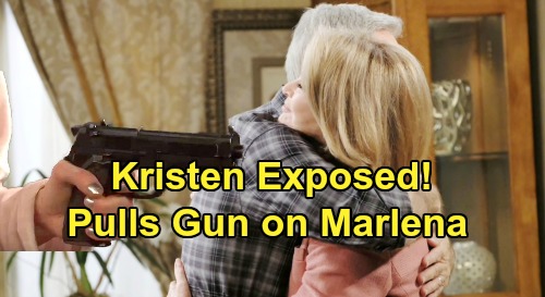 Days of Our Lives Spoilers: Kristen Exposed, Pulls Gun on Marlena - John & Marlena Anniversary Party Blowup