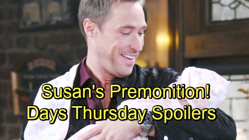 Days of Our Lives Spoilers: Thursday, November 1 – Chloe Seeks Mimi Baby Proof – Susan's Rex Premonition – Sami’s Tricky EJ Task