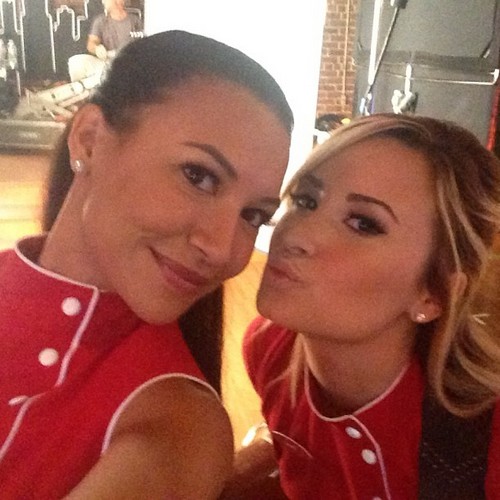 Demi Lovato and Naya Rivera's Red Hot Girl-on-Girl Make Out Session Off Camera Revealed
