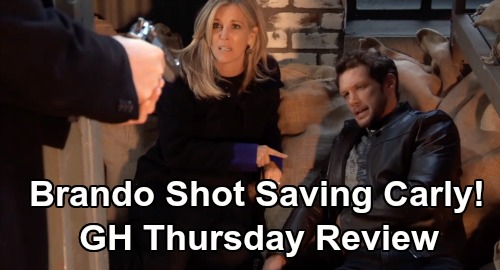 General Hospital Spoilers: Thursday, January 30 Recap - Brando Corbin Shot Saving Carly - Jason Taken In For Questioning