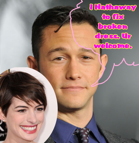 Joseph Gordon-Levitt Saves Anne Hathaway from Another Terrifying, Skin-Revealing Wardrobe Disaster!