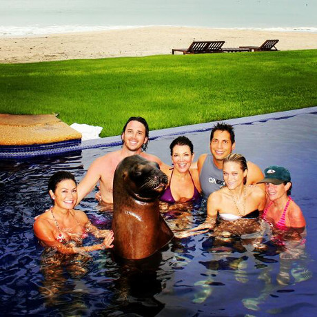 Kris Jenner & Ben Flajnik Have Sexy Pool Party with a Real Sea Lion in Mexico! (PHOTO)