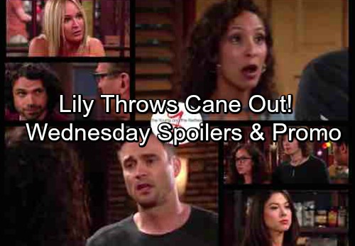 The Young and the Restless Spoilers: Wednesday, August 2 - Lily Kicks Cane Out – Charlie Gets a Shock – Sharon Begs Paul For Help