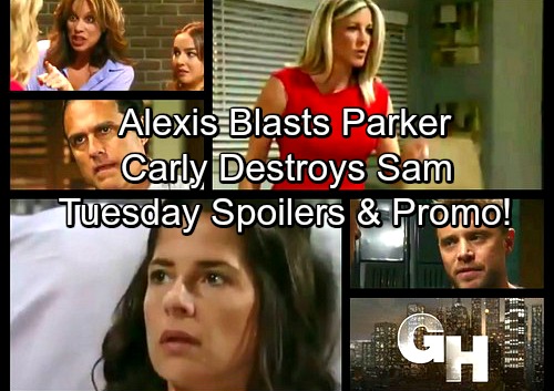 General Hospital Spoilers: Tuesday, August 15 – Alexis Blasts Parker – Carly Confronts Guilty Sam – Nelle Faces Dante Questions