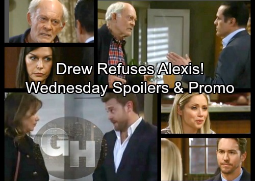 General Hospital Spoilers: Wednesday, February 7 – Drew Refuses Alexis – Nina Blasts Anna – Peter Squirms With Lulu’s Questions