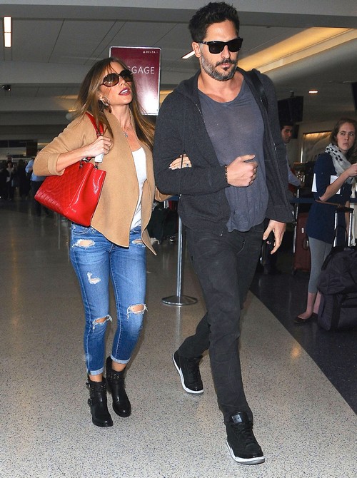 Sofia Vergara & Joe Manganiello Departing On A Flight At LAX