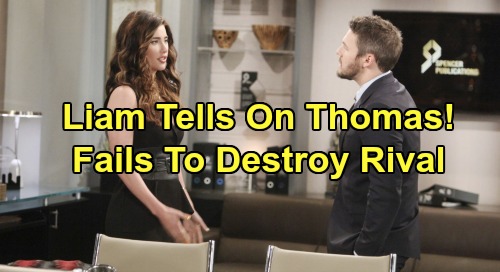 The Bold and the Beautiful Spoilers: Liam Tells Steffy & Hope About Thomas Death Threat - Attempt To Destroy Rival Fails