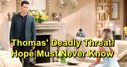 The Bold and the Beautiful Spoilers: Thomas' Sinister Threat Forces Baby Swap Silence - Hope Must Never Know Beth's Alive