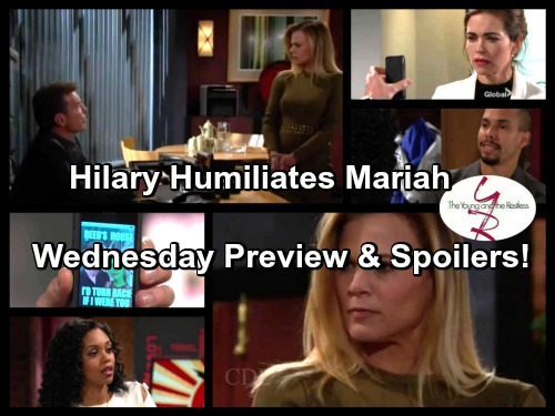The Young and the Restless Spoilers: Hilary Double-Crosses Mariah – Lauren Defies Jill – Victoria Extends Reed an Olive Branch